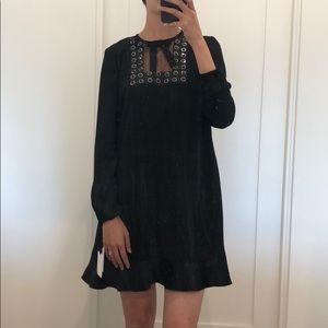 REDValentino little black dress long sleeve w. bow